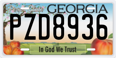 GA license plate PZD8936