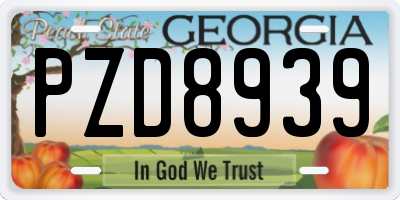 GA license plate PZD8939