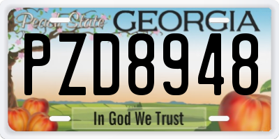 GA license plate PZD8948