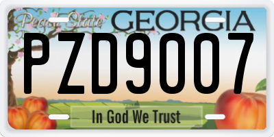 GA license plate PZD9007