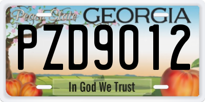 GA license plate PZD9012