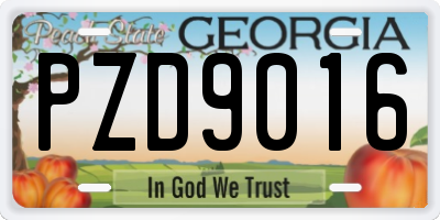 GA license plate PZD9016