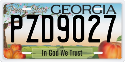 GA license plate PZD9027