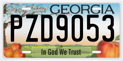 GA license plate PZD9053