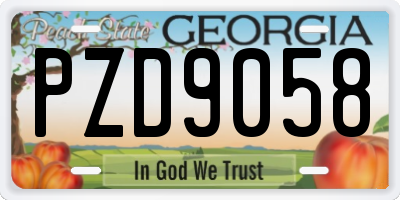 GA license plate PZD9058