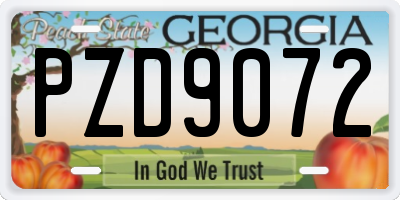 GA license plate PZD9072