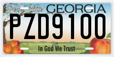 GA license plate PZD9100