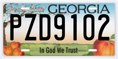 GA license plate PZD9102