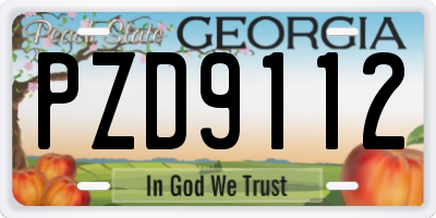 GA license plate PZD9112