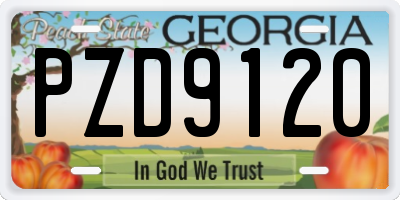 GA license plate PZD9120