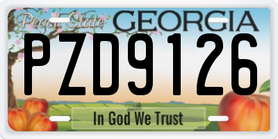 GA license plate PZD9126