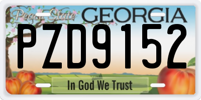 GA license plate PZD9152
