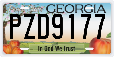 GA license plate PZD9177