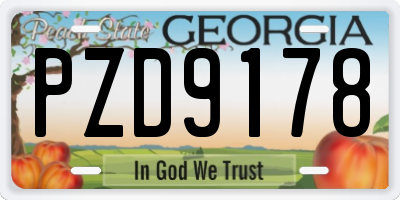 GA license plate PZD9178