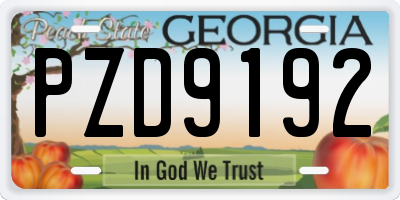 GA license plate PZD9192