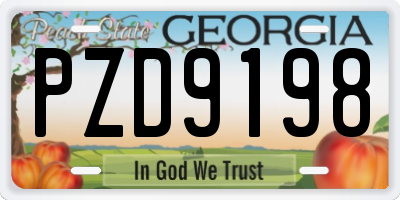 GA license plate PZD9198