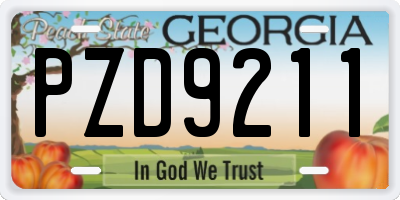 GA license plate PZD9211