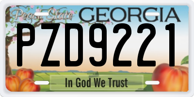 GA license plate PZD9221