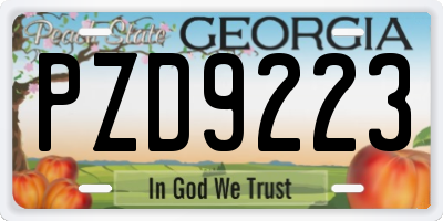 GA license plate PZD9223