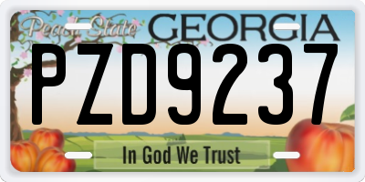 GA license plate PZD9237