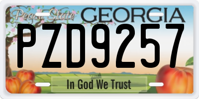 GA license plate PZD9257