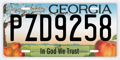 GA license plate PZD9258