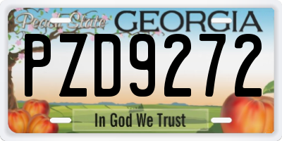 GA license plate PZD9272