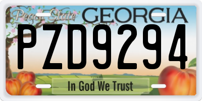 GA license plate PZD9294