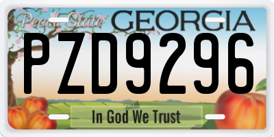 GA license plate PZD9296