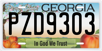 GA license plate PZD9303