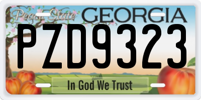 GA license plate PZD9323
