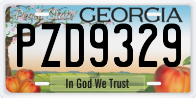 GA license plate PZD9329