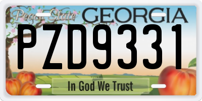 GA license plate PZD9331
