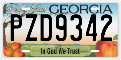 GA license plate PZD9342