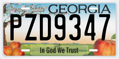GA license plate PZD9347