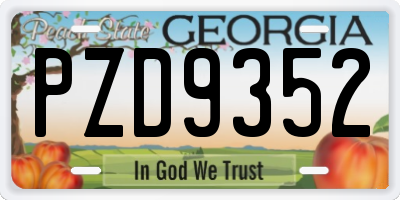 GA license plate PZD9352