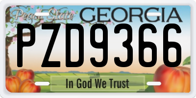 GA license plate PZD9366