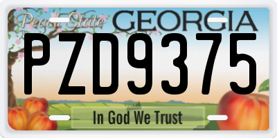 GA license plate PZD9375