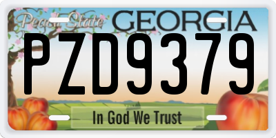 GA license plate PZD9379