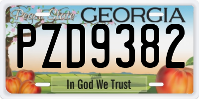 GA license plate PZD9382
