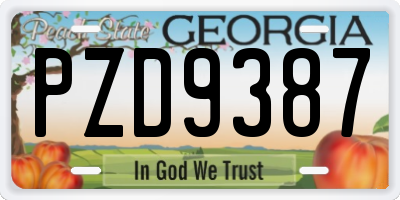 GA license plate PZD9387