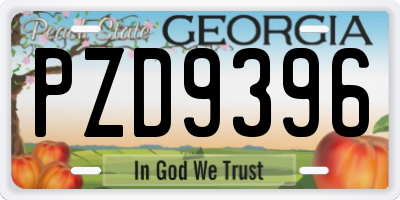 GA license plate PZD9396