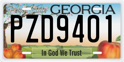 GA license plate PZD9401
