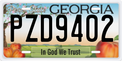 GA license plate PZD9402