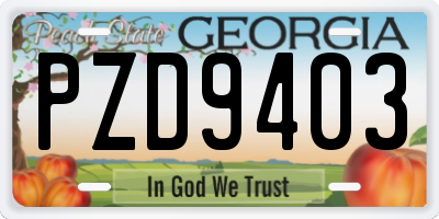GA license plate PZD9403