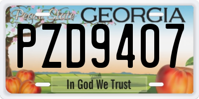 GA license plate PZD9407