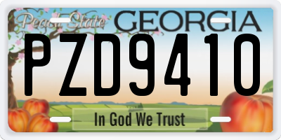 GA license plate PZD9410