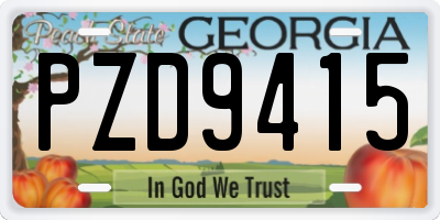 GA license plate PZD9415