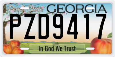 GA license plate PZD9417
