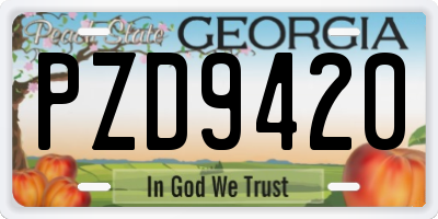 GA license plate PZD9420